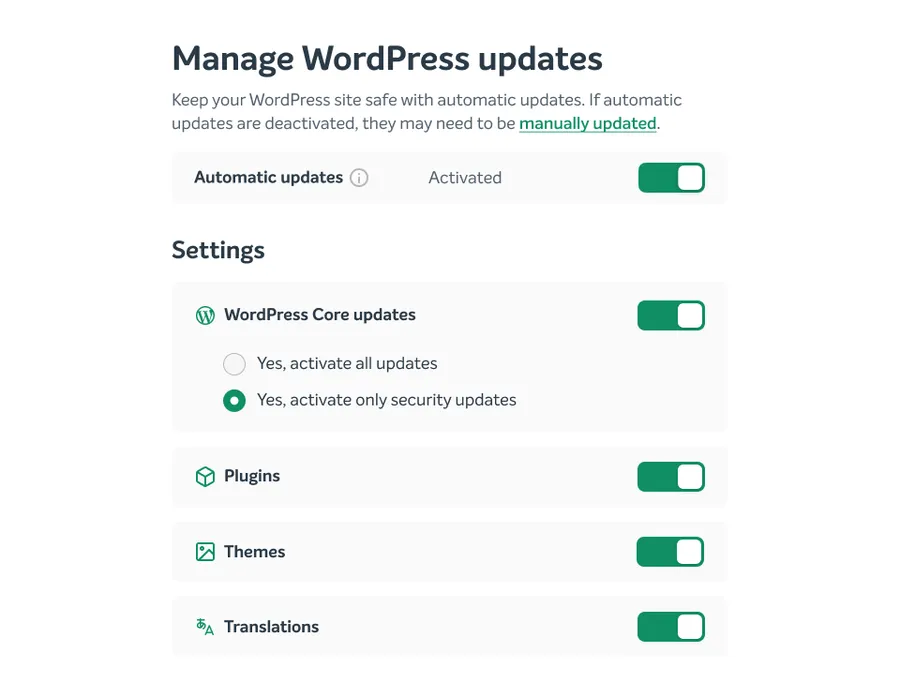 Administración de actualizaciones automáticas de WordPress